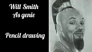 Will Smith as genie drawing from Aladdin movie