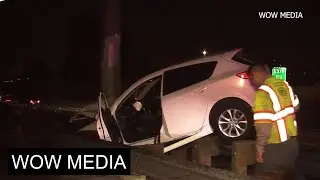 Car Over Guard Rail 101 Freeway Studio City