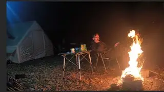sonbahar da ilk sobalı &ccedil;adır kampımız Hot tent camping under the moonlight in autumn 