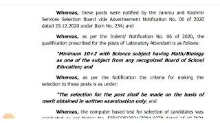 JKSSB Laboratory Attendant Selection List Out 2022