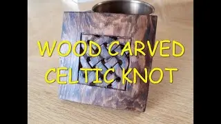 CELTIC SQUARE KNOT in a CUTOUT FRAME | WOOD CARVING COTTONWOOD BARK