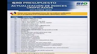ACTUALIZA INDICE UNIFICADOS DIC. 2025 AL S10 PRESUPUESTO