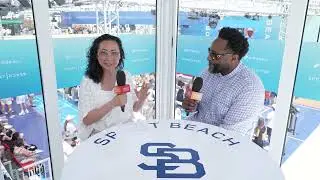 Justin Thomas-Copeland, CEO, 4As & Jill Kelly in the SPORT BEACH Content Studio