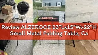 Review ALZEROOE 23&rdquo;L&times;15&rdquo;W&times;22&rdquo;H Small Metal Folding Table, Camping Grill BBQ Side Table for Outdoor G