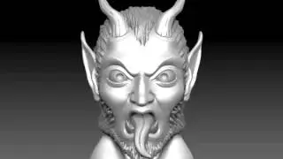 Krampus head sculpt 3d turntable animation