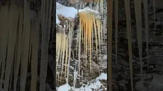 Huge icicles at Smugglers Notch #Icicles #ice #long #cold #winter #vermont #smugglersnotch