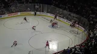 Oliver Okuliar of the Charlotte Checkers scores vs. the Laval Rocket in game 1 5/28/25