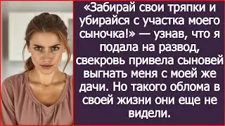 Узнав, что я подала на развод, свекровь привела сыновей выгнать меня с моей же дачи.
