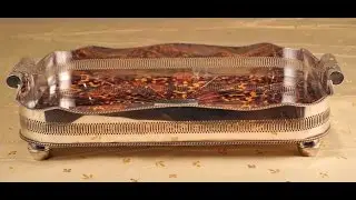 Tortoiseshell Silver Plate Serving Tray Platter