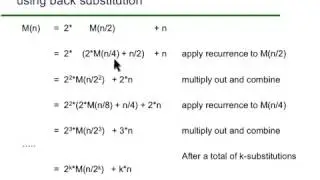 Analysis of Mergesort using back substitution