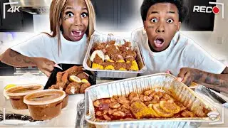 SEAFOOD BOIL🦞 TRY NOT TO GET STAIN IN WHITE😱 * MESSY IDEA *