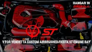 V for Vendetta custom painted and airbrushed Fiesta ST 180 engine bay