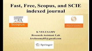 Scopus indexed journals for fast publication || springer journal || Research Assistant Lab