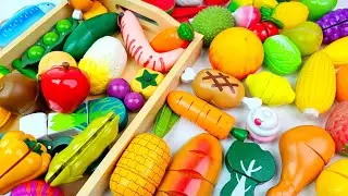 Satisfying Video | Cutting Wooden Fruit and Vegetables ASMR | Mixing Avocado Banana Squishy