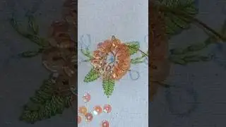 Sequin Flower Hand Embroidery Pattern with Sequins and Beads.