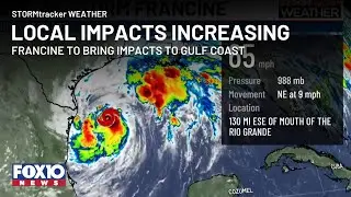 Tracking Tropical Storm Francine moving northeast toward Gulf Coast