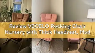 Review VECELO Rocking Chair Nursery with Thick Headrest, Modern PU Upholstered Reading Glider Rocker