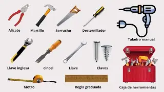 Learn Tools name in Spanish with Pictures.List of Tools in Spanish.