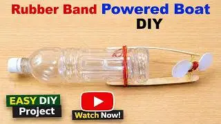 Rubber band powered boat (working model) diy at home easily  |  howtofunda