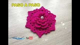 Flor en crochet 3d, Motivo, pendientes u otros usos!!