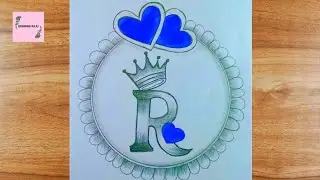 How to Make R letter 💙circle drawing||Easy R letter circle drawing with pencil sketch for beginners
