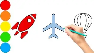 Learn to Draw Rocket, Airplane & Hot air balloon for Kids | Easy Drawing Step by Step for Children
