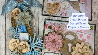 Altered Paint Brush and Valentine cards🩵🩷        January Project Shares for @ClearScraps  