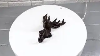 Pack Of 2 Cast Iron Rustic Elk Deer Head With Antlers Wall Coat Hook Sculptures