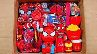 Unboxing Cute🥰 Spiderman & Red Stationery📚, Pencil Box, Watch, Piggy bank, Key Chain, Desk Lamp, Pen