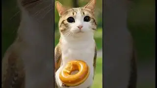 Meowl eating donuts 🍩🥹❤️ #cat #ai #sad #animals #catshort