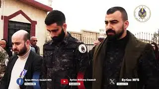 مراسيم تشييع أربعة شهداء من قوات المجلس العسكري السرياني في مدينة الحسكة