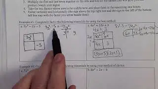 A2 Lesson 3.5 Notes Example #3A Factoring Trinomials Using Box Method