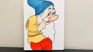Cute dwarf drawing from snowwhite