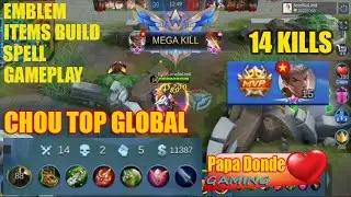Chou Gameplay - Score (14-2-5) Top Global By JessNoLimit 84.92% WinRate - Mobile Legend 2020-JAN-23
