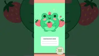 Kawaii Strawberry Frog Notebook, Pastel Green Cute Aesthetic