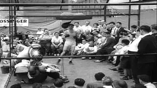 Jimmy McLarnin and Barney Ross practice for welterweight boxing championship. HD Stock Footage