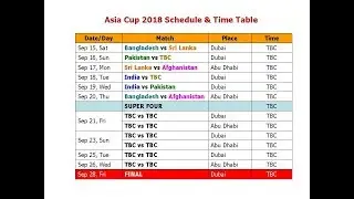 Asia Cup 2018 Schedule & Time Table