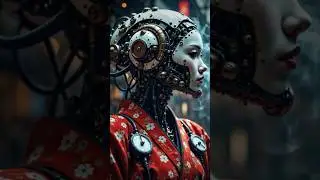 Steampunk Geisha Robot #robot #steampunk #shorts  #aigirls