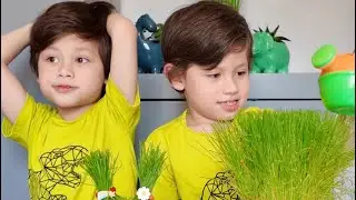 May green hair na ang twin baby grass heads!