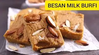 QUICK & EASY BESAN MILK BARFI | MILK POWDER BESAN BURFI RECIPE | INSTANT INDIAN SWEET FOR FESTIVALS