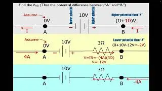 How to find the potential diff. between to pts on a circuit