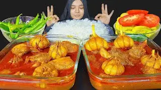 REAL MUKBANG  SPICY BIHARI STYLE MUTTON CURRY AND SPICY BIHARI STYLE CHICKEN CURRY WITH RICE *ASMR*