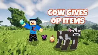 MINECRAFT BUT COW GIVES OP ITEMS😱😱.