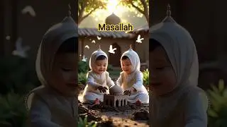 🌸 Two Little Angels Building a Mosque | Islamic Baby Lov#islamicbaby  🌙✨#shorts