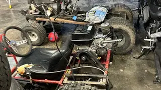 Finishing up the chain guard on the go kart