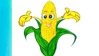 Cute Corn Easy Drawing | How To Draw Cute Corn | Yellow Colored Cut Corn Drawing |