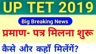 UPTET 2019 Certificate Released By PNP | यूपी टीईटी 2019 के प्रमाण-पत्र जारी | TET 2019 Certificate