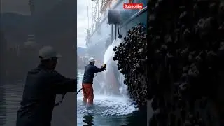 Ship cleaning barnac #wildlife #duet #animalrescue #finwhale #fishshark #calmwhale #animals