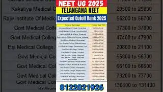 Telangana NEET Expected Cutoff Rank 2025 #neet2025#mbbsprivatecolleges#mbbscollege#neet#mbbs