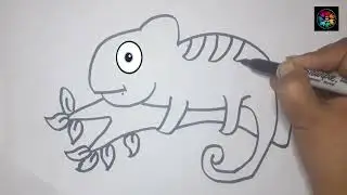 Chamaeleon Drawing For kids | Step-by-Step Girgit drawing tutorial @Kidkid2711